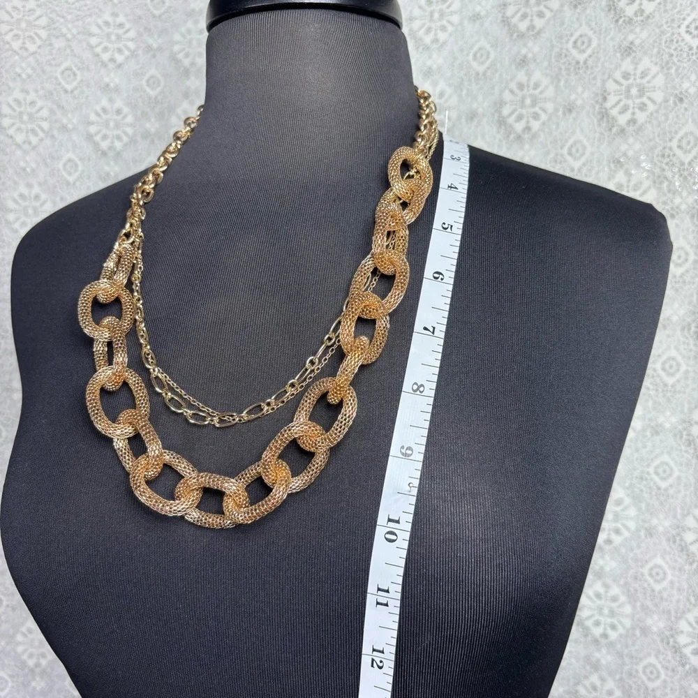 Cato Necklace Layered Choker Chunky Gold Tone Adjustable Length 1946 Woven Party